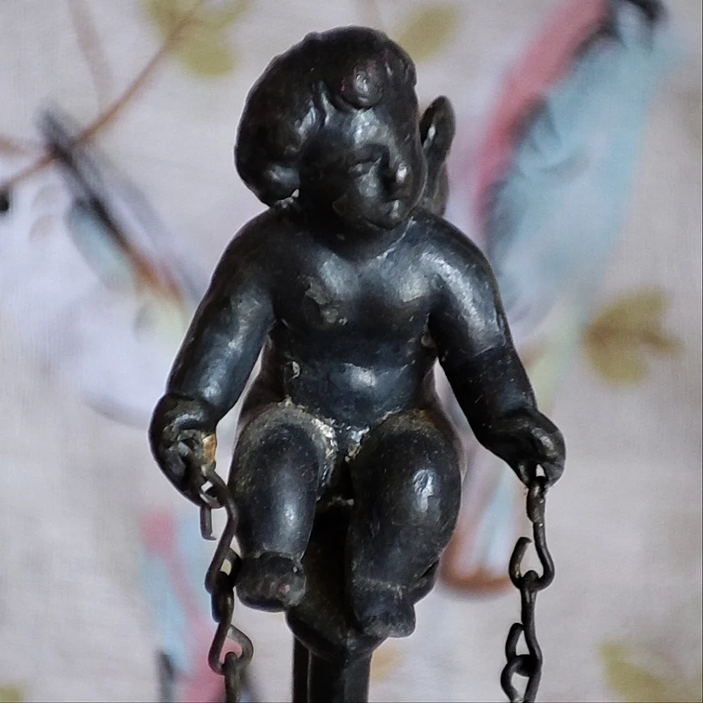Victorian Cherub Wine Bottle Holder  Vintage Home Decor Vase Conversation Piece
